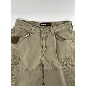 Riggs Wrangler Men's 3W060BR Work Pants 36x32 Ranger Bark Green EUC Rip Stop